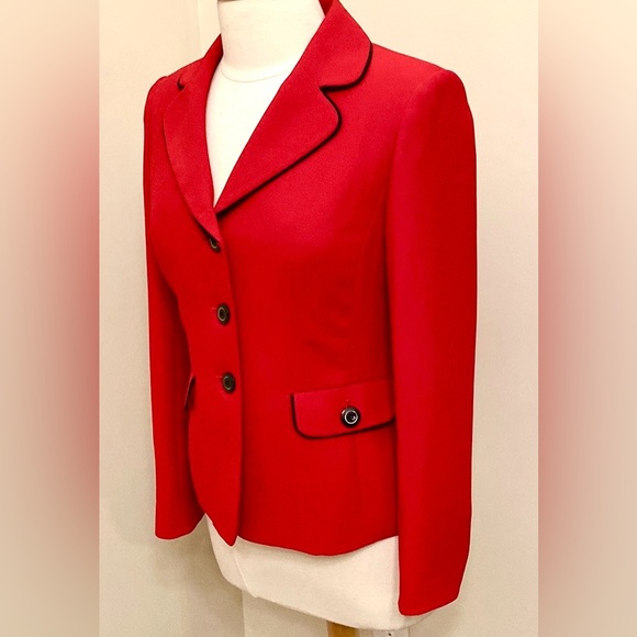 Jones New York Suit Separates Vintage Red Black Button Lined Blazer Jacket SZ 4 - Picture 6 of 13